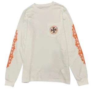 Chrome Hearts Orange Maltese Cross White Long Sleeve T-Shirt view 2