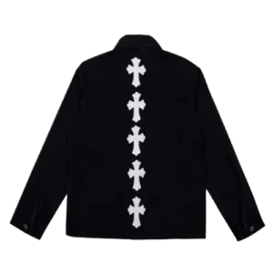 White Leather Patch Denim Jacket | Chrome Hearts view 2