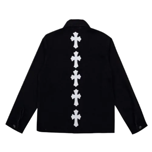 White Leather Patch Denim Jacket | Chrome Hearts view 2