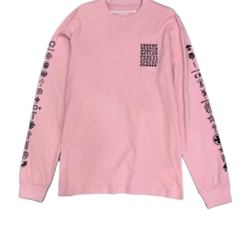 Classic Chrome Hearts Different Logo Pink Long Sleeve Tee view 3