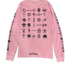 Classic Chrome Hearts Different Logo Pink Long Sleeve Tee view 2