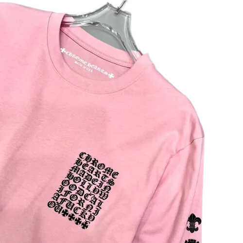Classic Chrome Hearts Different Logo Pink Long Sleeve Tee view 4