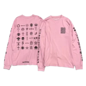 Classic Chrome Hearts Different Logo Pink Long Sleeve Tee