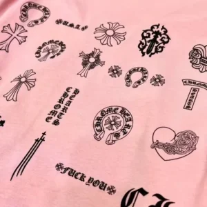 Classic Chrome Hearts Different Logo Pink Long Sleeve Tee view 5