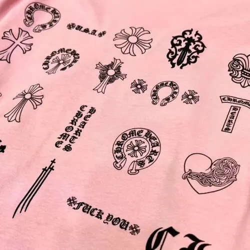 Classic Chrome Hearts Different Logo Pink Long Sleeve Tee view 5