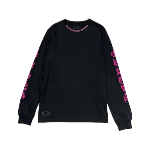 Chrome Hearts Purple Neck Logo Longsleeve Black Tee