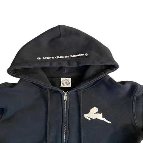 Chrome Hearts Floral Cross Foti Black Zip Up Hoodie view 4