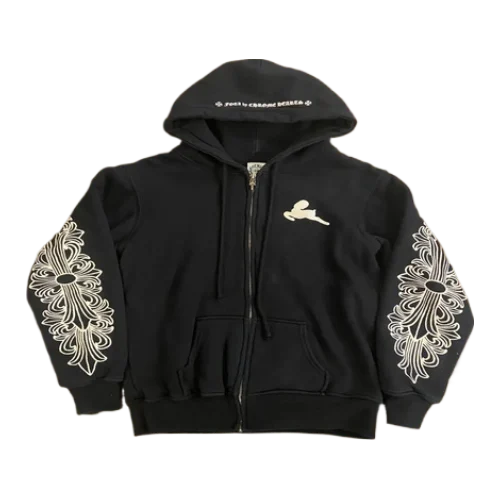Chrome Hearts Floral Cross Foti Black Zip Up Hoodie view 2
