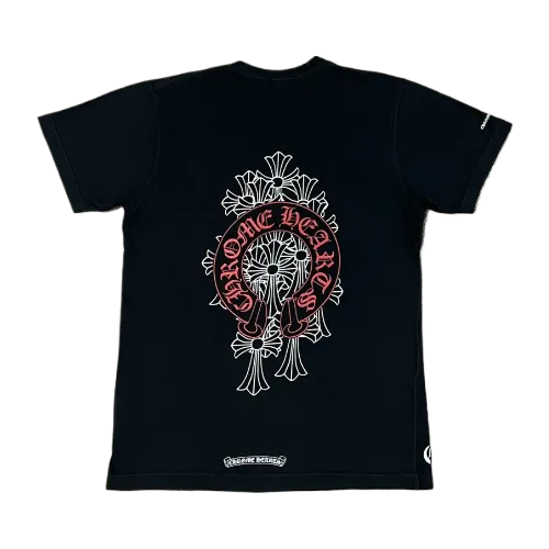 Chrome Hearts Red Horseshoe Logo Tee Black