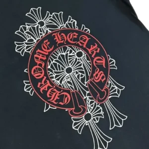 Chrome Hearts Red Horseshoe Logo Tee Black view 3