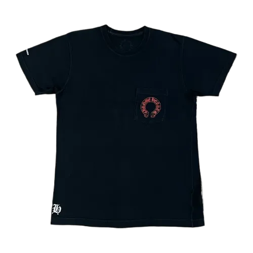 Chrome Hearts Red Horseshoe Logo Tee Black view 2