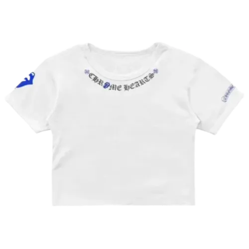 Chrome Hearts Rolling Stones Blue Neck Logo Tee