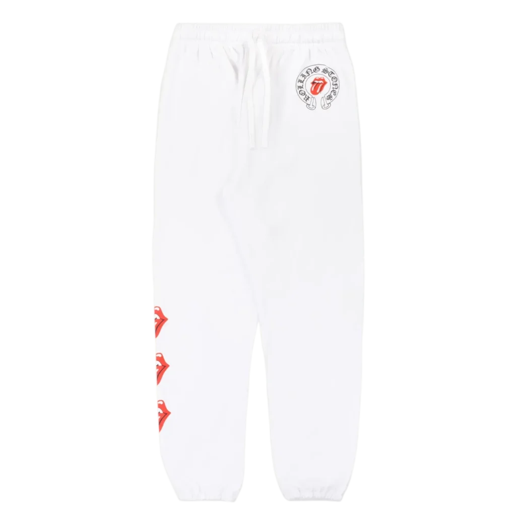 Chrome Hearts Rolling Stones Horseshoe Logo Sweatpants White