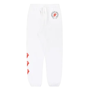 Chrome Hearts Rolling Stones Horseshoe Logo Sweatpants White