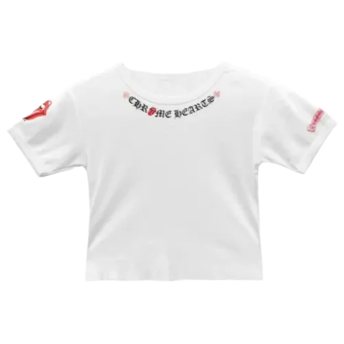 Chrome Hearts Rolling Stones Red Neck Logo Baby Tee
