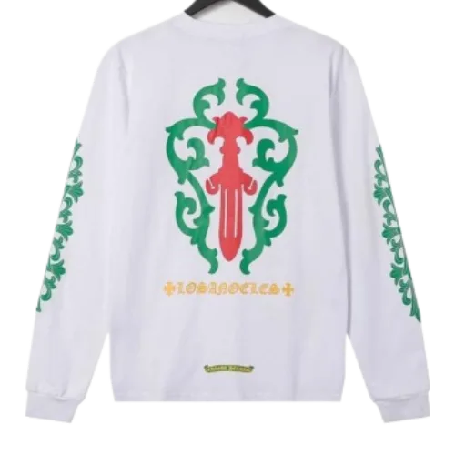 Chrome Hearts Rose Cross Floral Vine Sword Long Sleeve T-Shirt