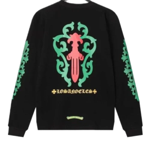 Chrome Hearts Rose Cross Floral Vine Sword Long Sleeve T-Shirt