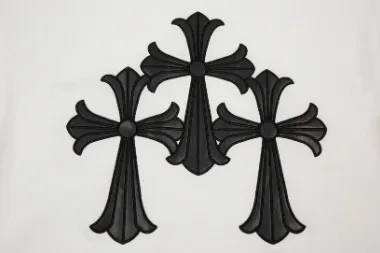 Chrome Hearts Black Leather Cross White T-Shirt view 3