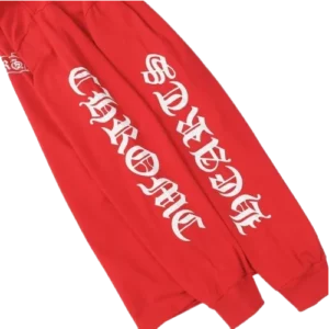Chrome Hearts Logo Sanskrit Red Long Sleeve T-Shirt view 4