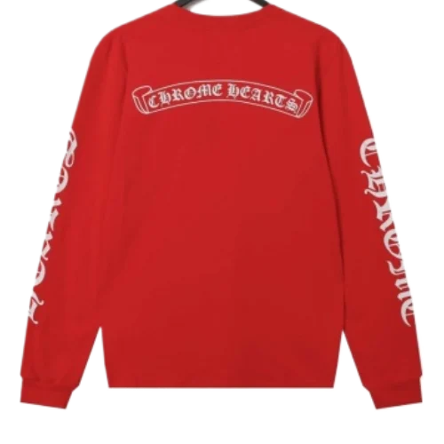 Chrome Hearts Logo Sanskrit Red Long Sleeve T-Shirt