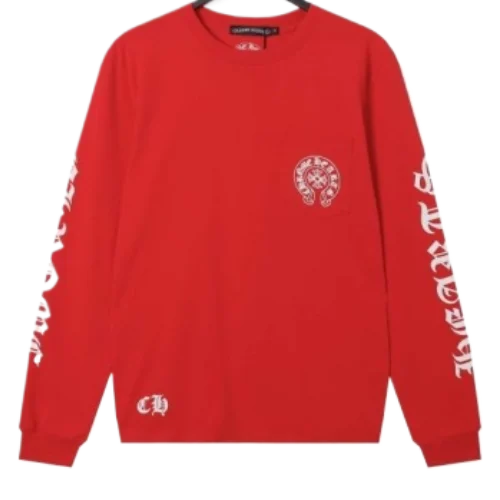 Chrome Hearts Logo Sanskrit Red Long Sleeve T-Shirt view 2