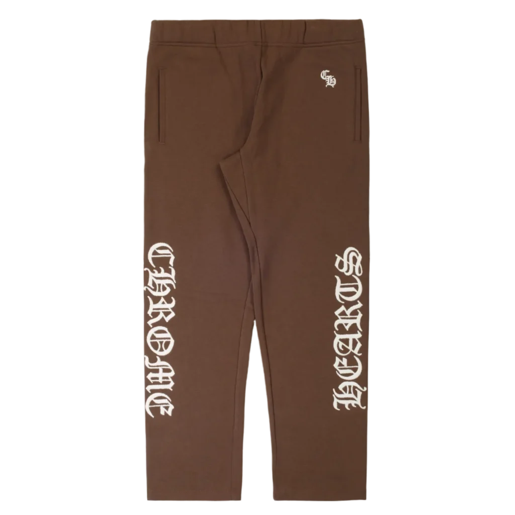 Script Embroidered Chrome Hearts Sweatpants Brown