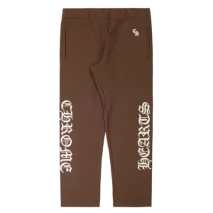 Script Embroidered Chrome Hearts Sweatpants Brown