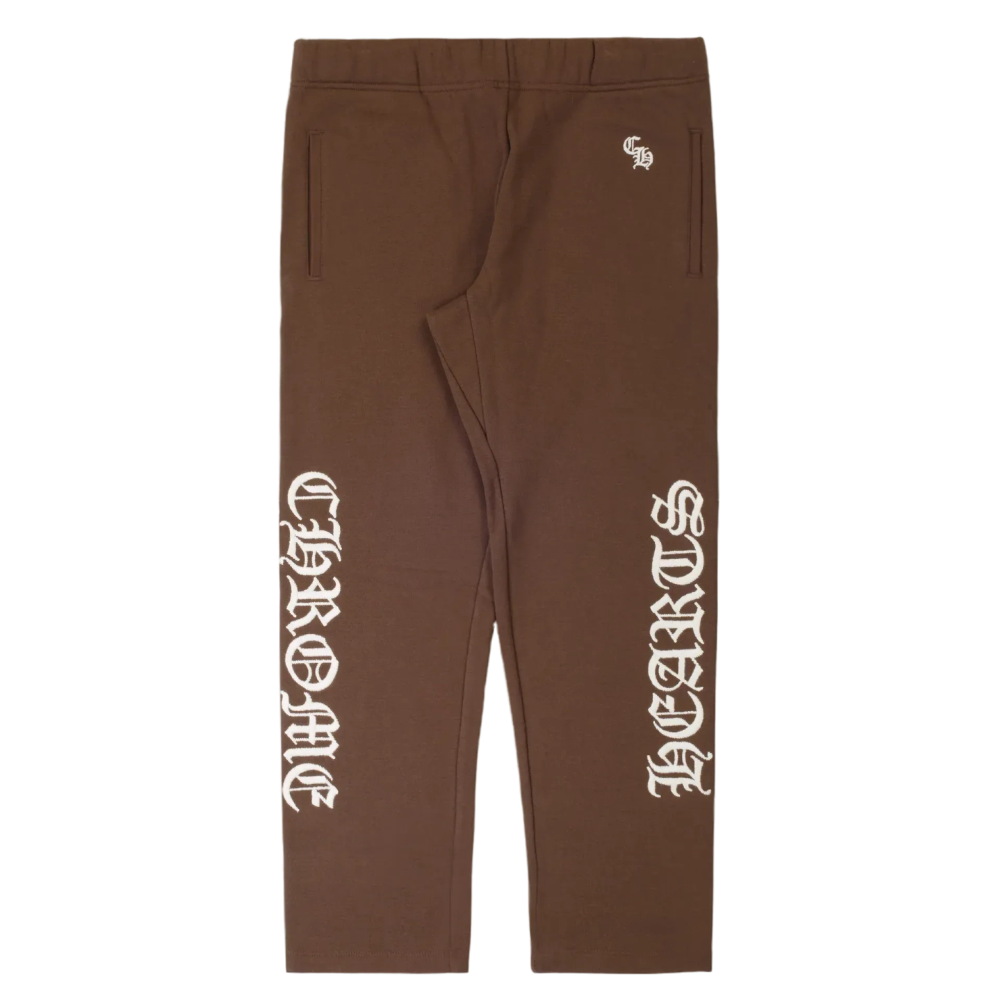 Script Embroidered Chrome Hearts Sweatpants Brown