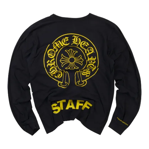 Chrome Hearts Staff LS Black Tee Yellow Print