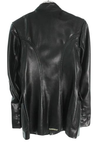 Chrome Hearts Stand Collar Cross Ball Button Leather Jacket view 2