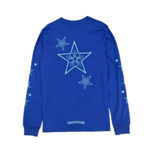 Stylish Chrome Hearts Stars Blue Long Sleeve T-Shirt