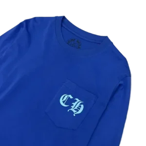 Stylish Chrome Hearts Stars Blue Long Sleeve T-Shirt view 3