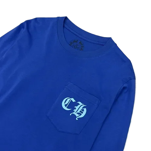 Stylish Chrome Hearts Stars Blue Long Sleeve T-Shirt view 3