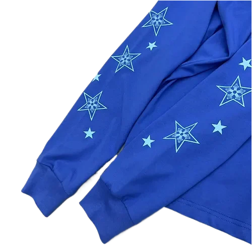 Stylish Chrome Hearts Stars Blue Long Sleeve T-Shirt view 4