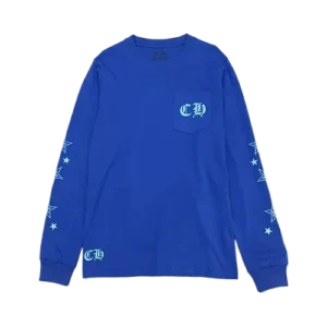 Stylish Chrome Hearts Stars Blue Long Sleeve T-Shirt view 2