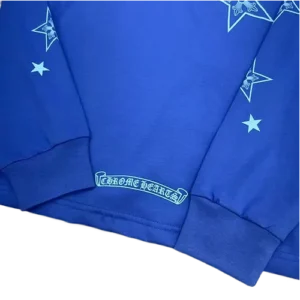 Stylish Chrome Hearts Stars Blue Long Sleeve T-Shirt view 5