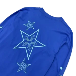 Stylish Chrome Hearts Stars Blue Long Sleeve T-Shirt view 6
