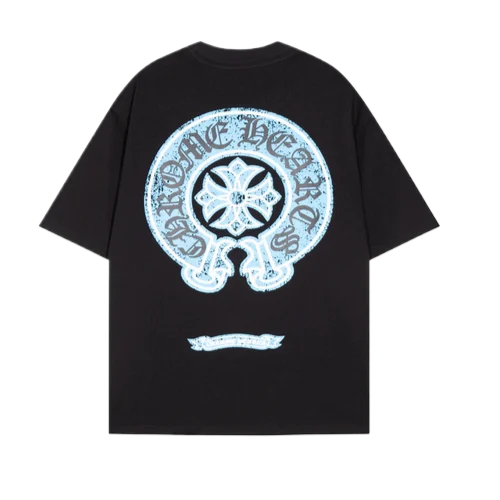Casual Cool Chrome Hearts Black Tee with Dropped Sleeves