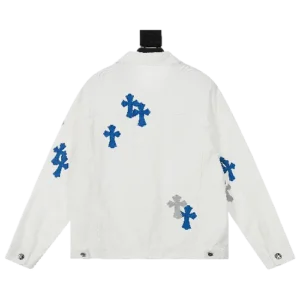 Chrome Hearts White Denim Jacket Blue Gray Patch view 2