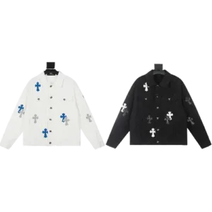 Chrome Hearts White Denim Jacket Blue Gray Patch view 3