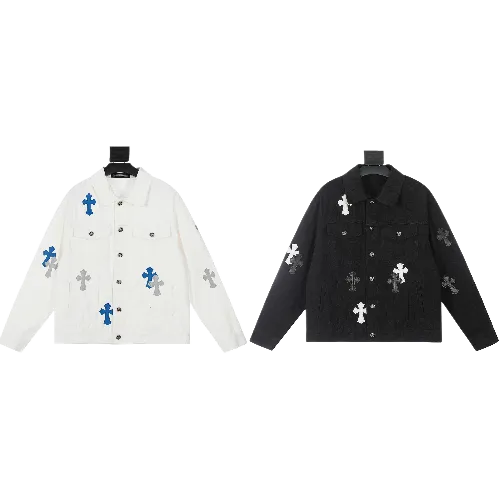 Chrome Hearts White Denim Jacket Blue Gray Patch view 3