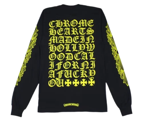 Bold Yellow Chrome Hearts Made In Hollywood Long Sleeve Shirt