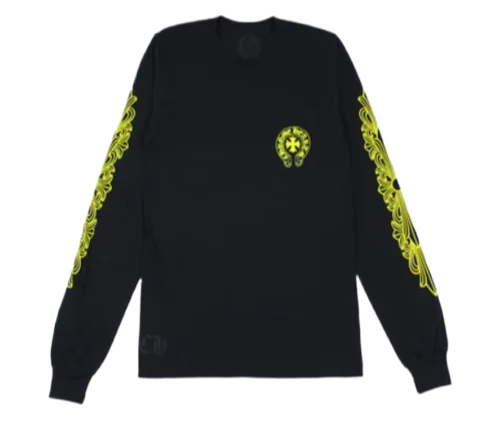 Bold Yellow Chrome Hearts Made In Hollywood Long Sleeve Shirt view 2
