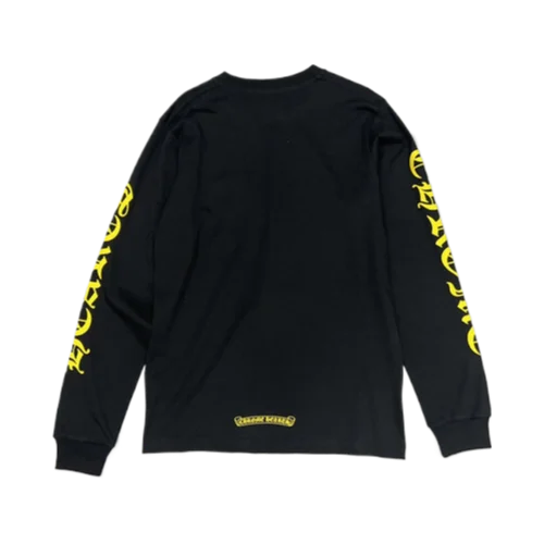 Chrome Hearts Yellow Neck Logo Black Long Sleeve Shirt view 2