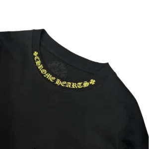 Chrome Hearts Yellow Neck Logo Black Long Sleeve Shirt view 3