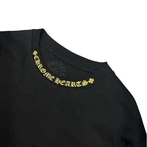 Chrome Hearts Yellow Neck Logo Black Long Sleeve Shirt view 3