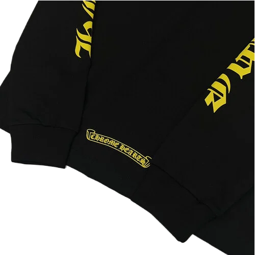 Chrome Hearts Yellow Neck Logo Black Long Sleeve Shirt view 4
