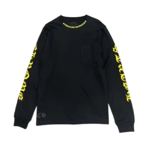 Chrome Hearts Yellow Neck Logo Black Long Sleeve Shirt