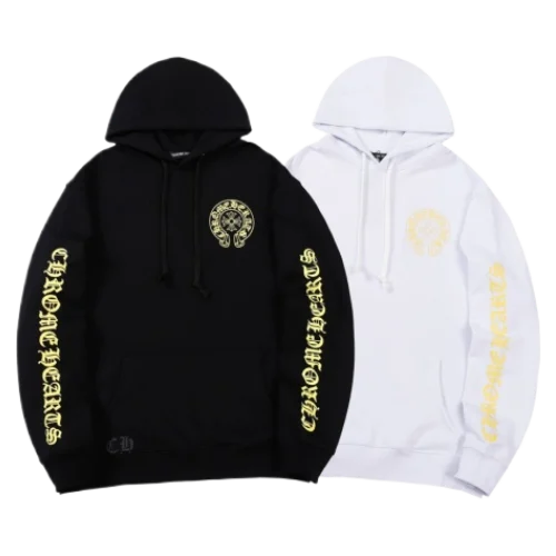 Chrome Hearts Yellow Sanskrit Letter Floral Sleeve Hoodie view 4