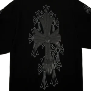 Chrome Heart Black Leather Cross Patch T-Shirt view 2